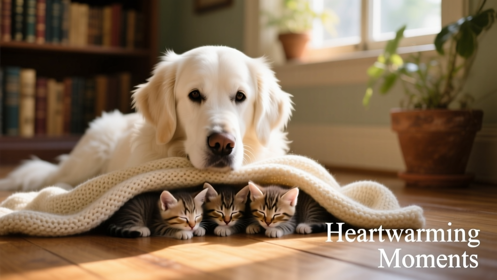 Watch This Dog Sweetly Cover Kittens With a Blanket and Feel Your Heart Melt