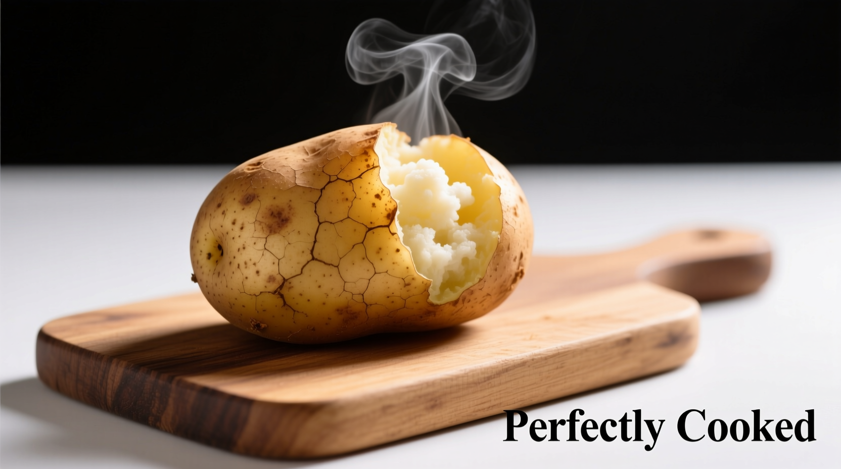 Perfectly cooked baked potato with fluffy interior