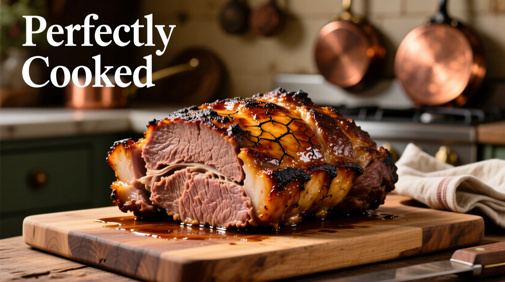 Perfectly cooked chuck roast with golden crust