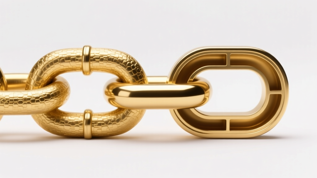 Cross-section style photo comparing a solid gold Byzantine chain link next to a hollow link on a clean white studio background