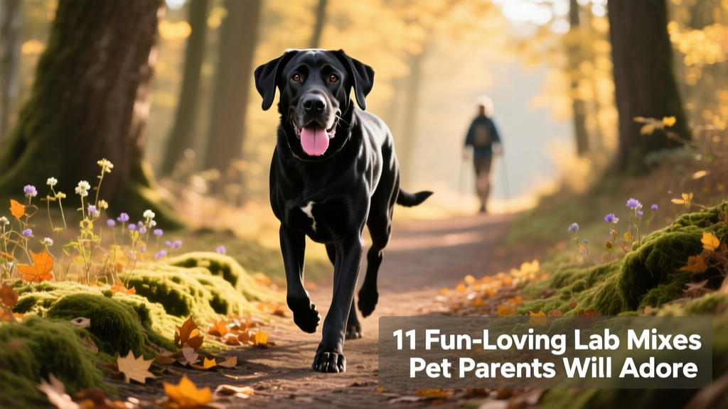 black labradane with dane body and lab face on a hiking trail