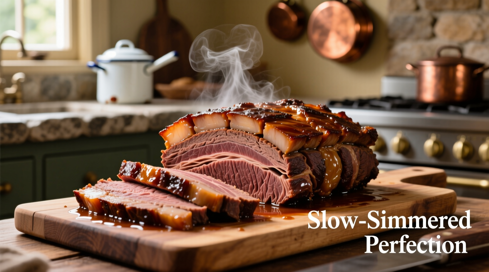 Sliced slow cooker brisket showing perfect tenderness