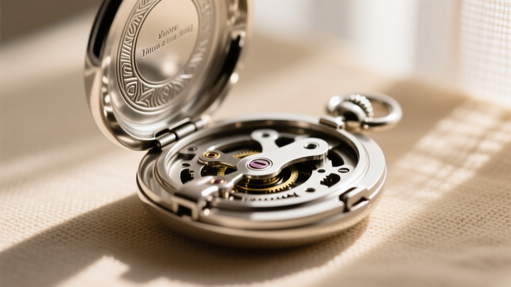 Close-up of a sterling silver book locket hinge and mechanical snap clasp, showing intricate metalwork and secure closure mechanism