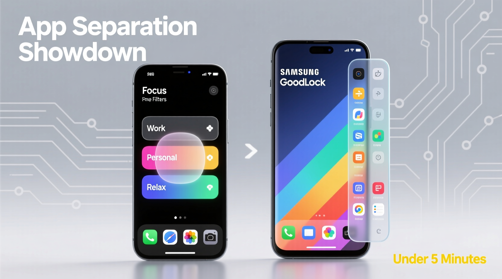 iphone focus vs samsung edge panels app separation