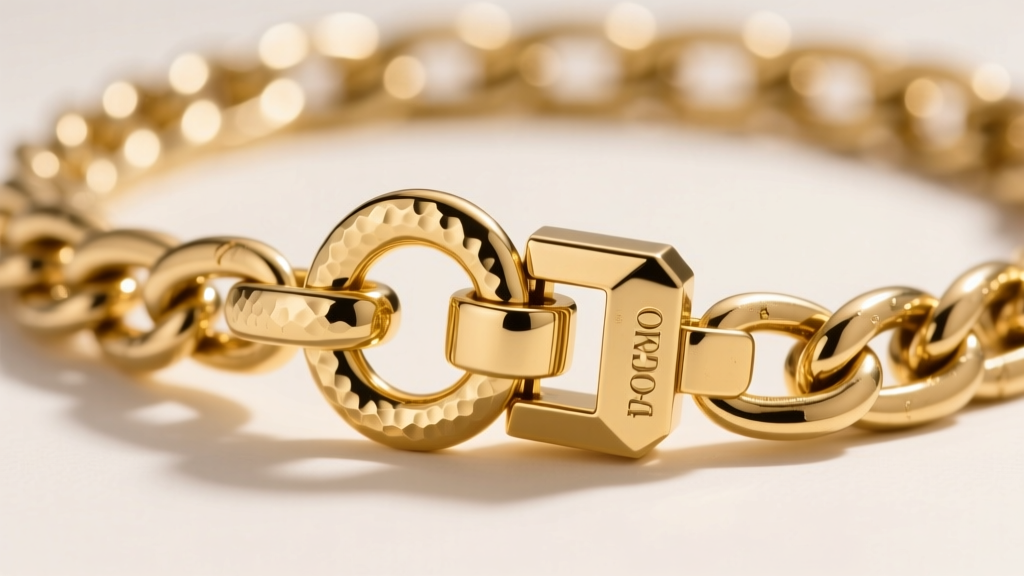 Macro photography of a heavy-duty 14k gold box clasp with a figure-8 safety latch securing a thick 10mm Franco chain necklace