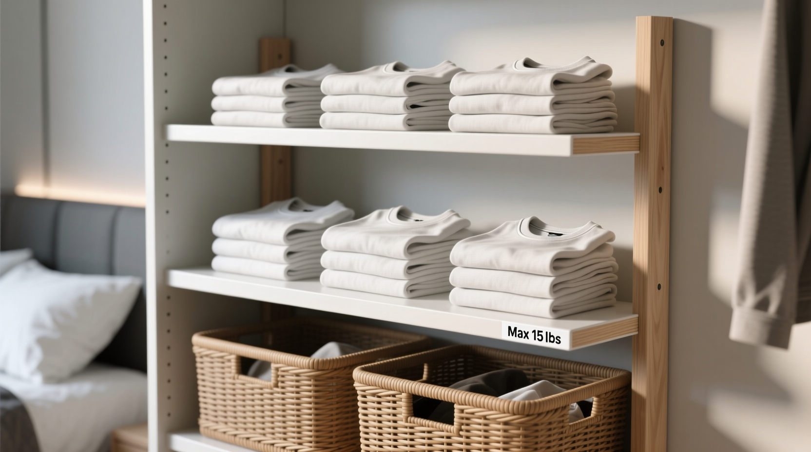 closet shelf risers vs tiered baskets for tees