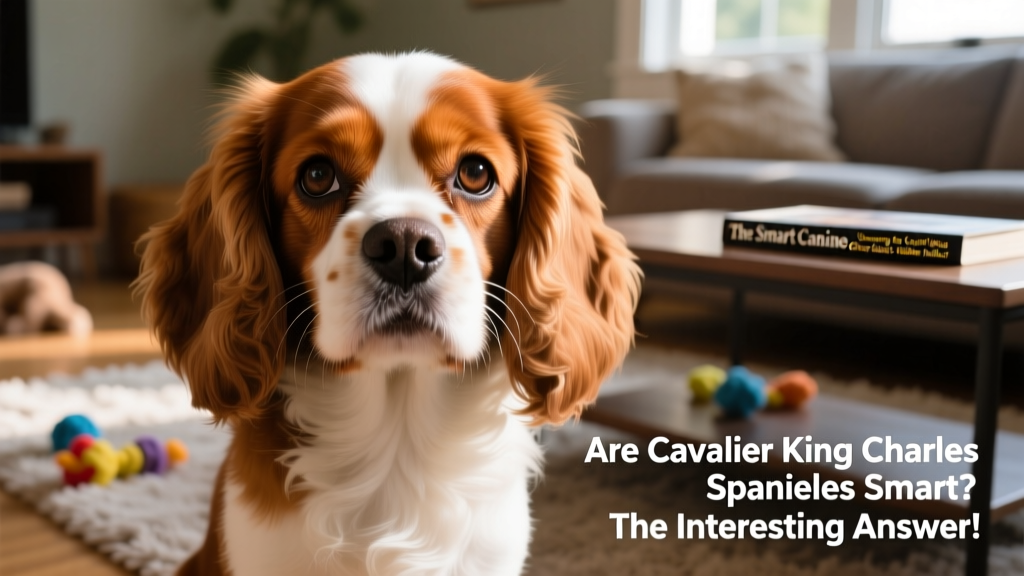 A close-up of a Cavalier King Charles Spaniel’s expressive face, looking intently at the camera with soft eyes and relaxed ears
