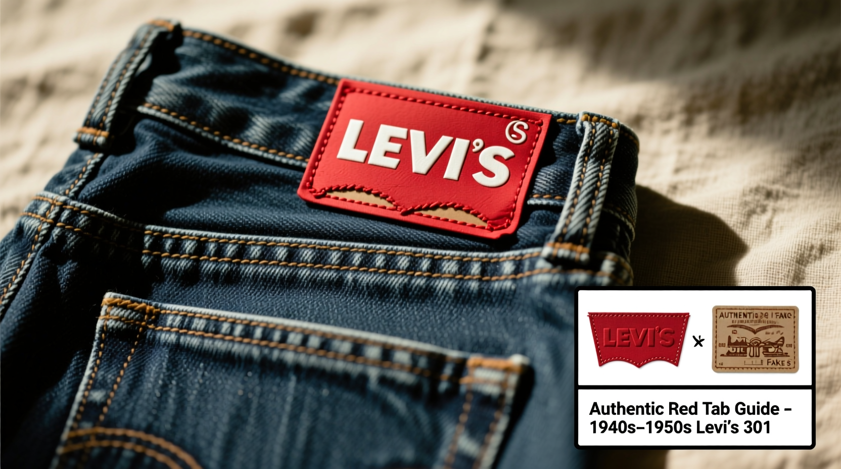 how to identify authentic vintage levis jeans by checking the red tab