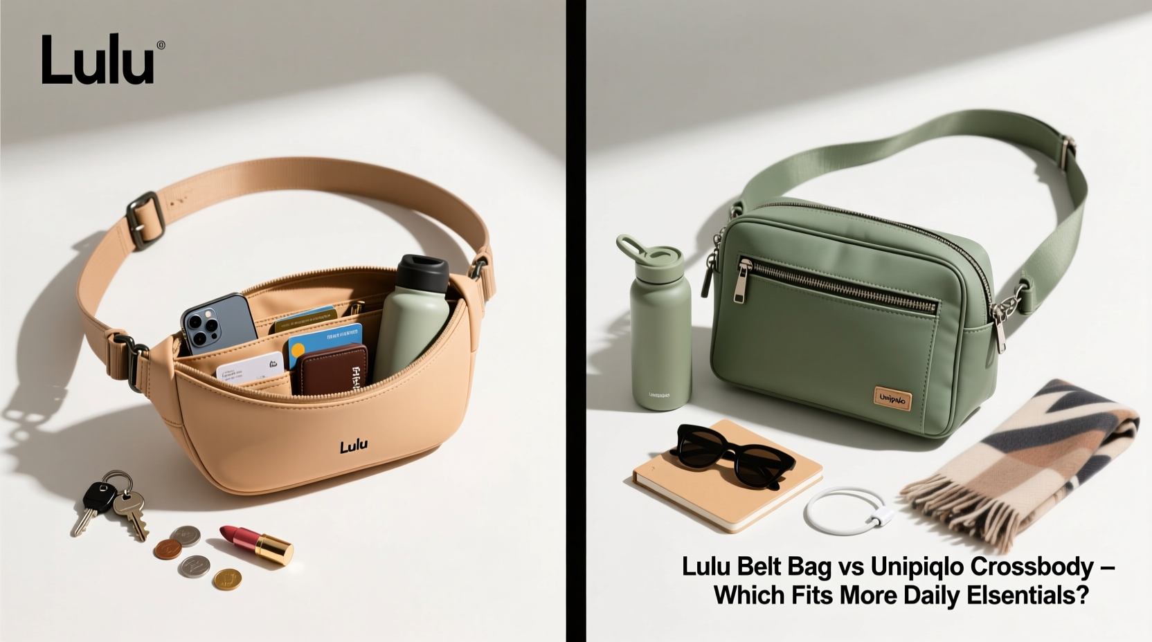 lulu belt bag vs unipiqlo bag which crossbody fits more daily essentials
