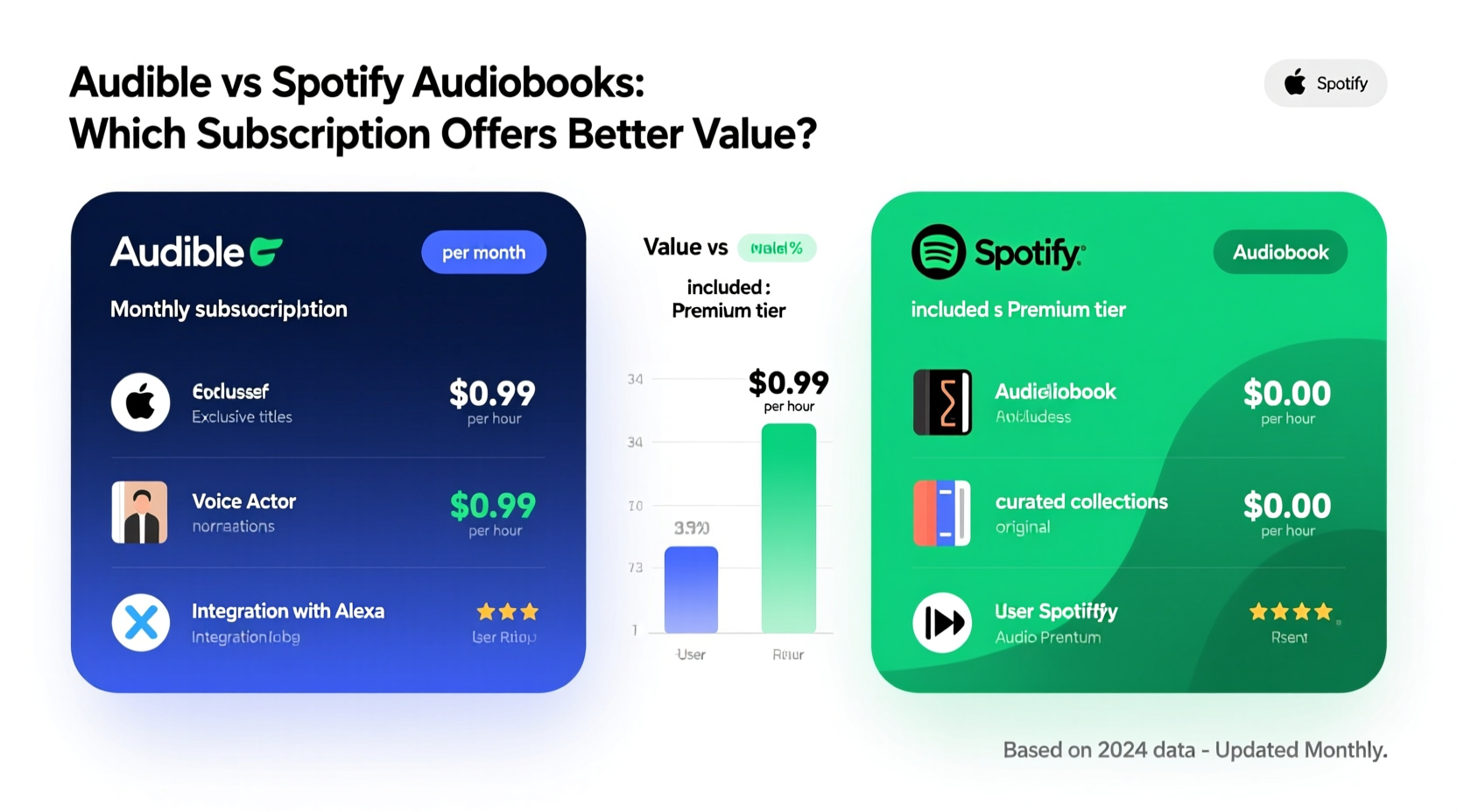 audible vs spotify audiobooks which subscription offers better value for listeners