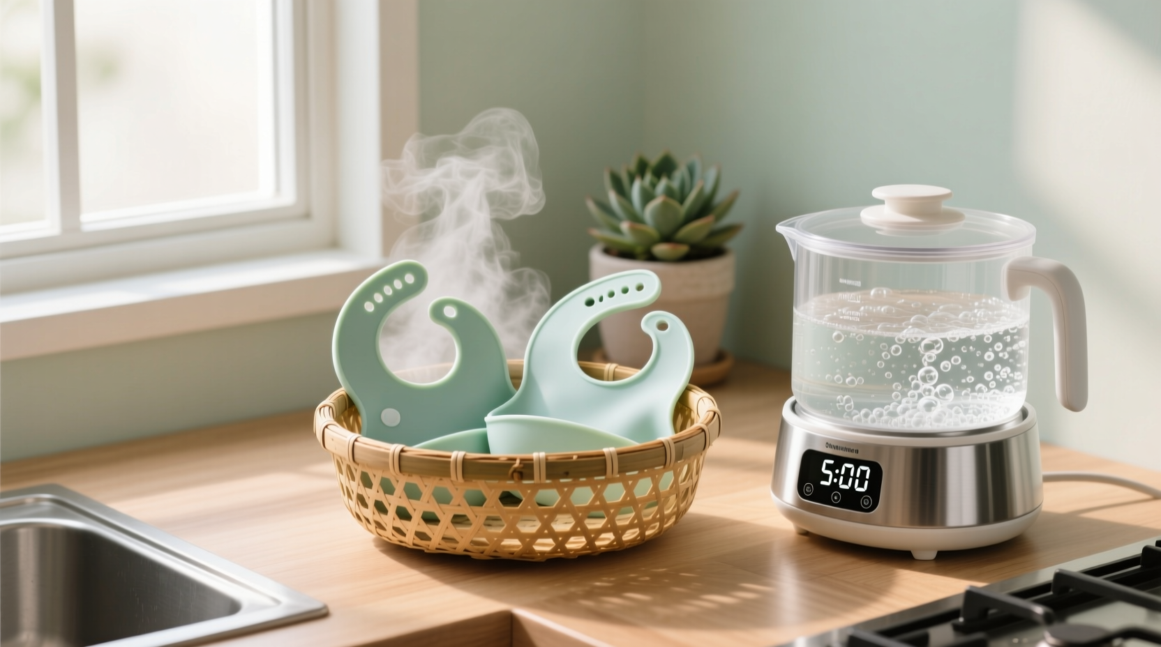 eco friendly cleaning steam sterilize silicone bibs