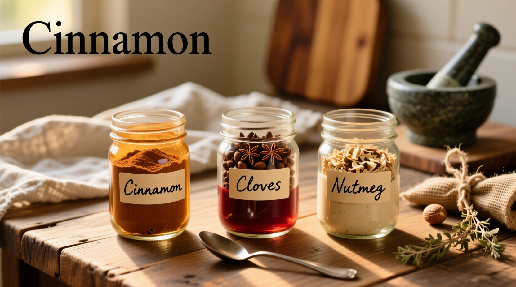 Allspice berries in glass jars with proper storage labels