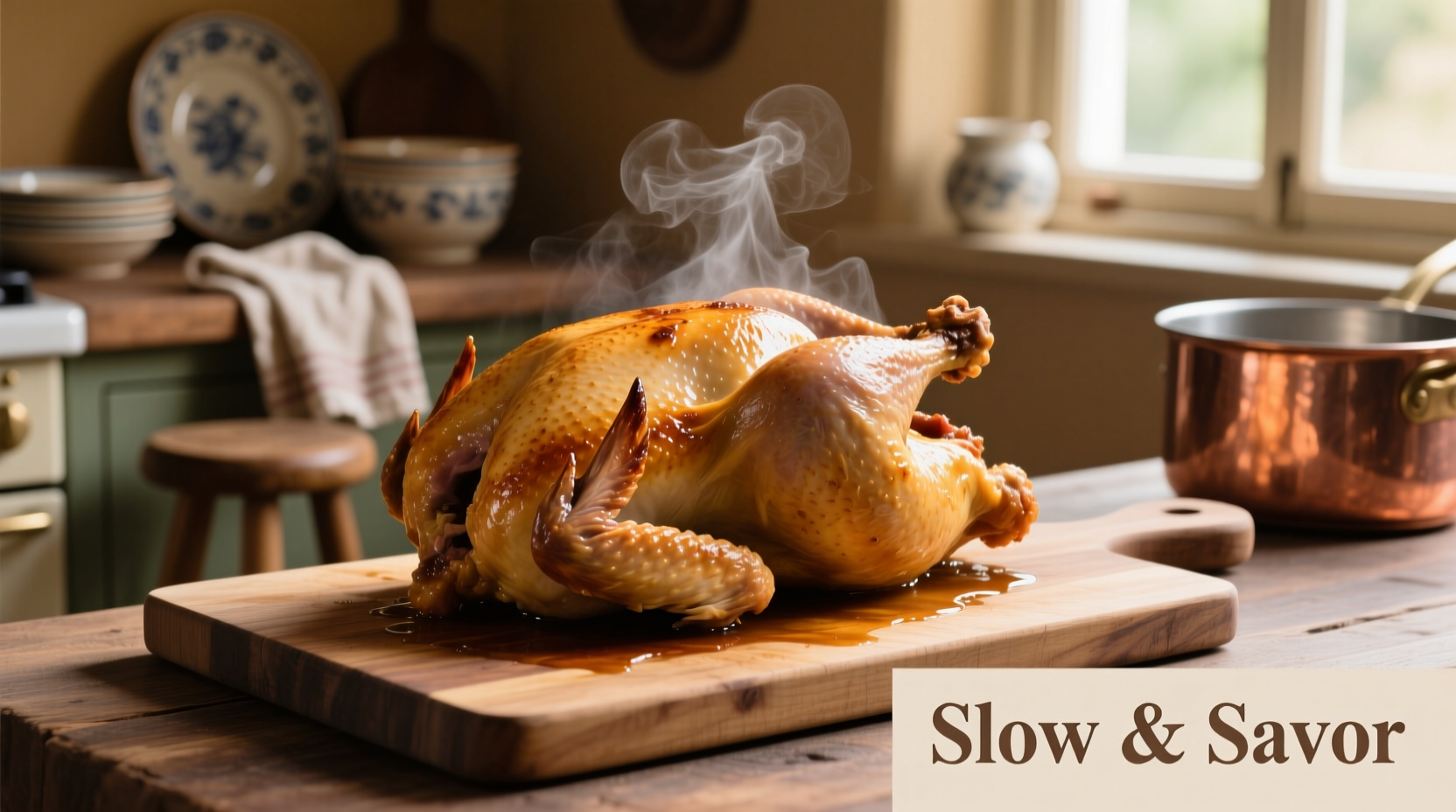 Whole chicken resting after slow cooker preparation