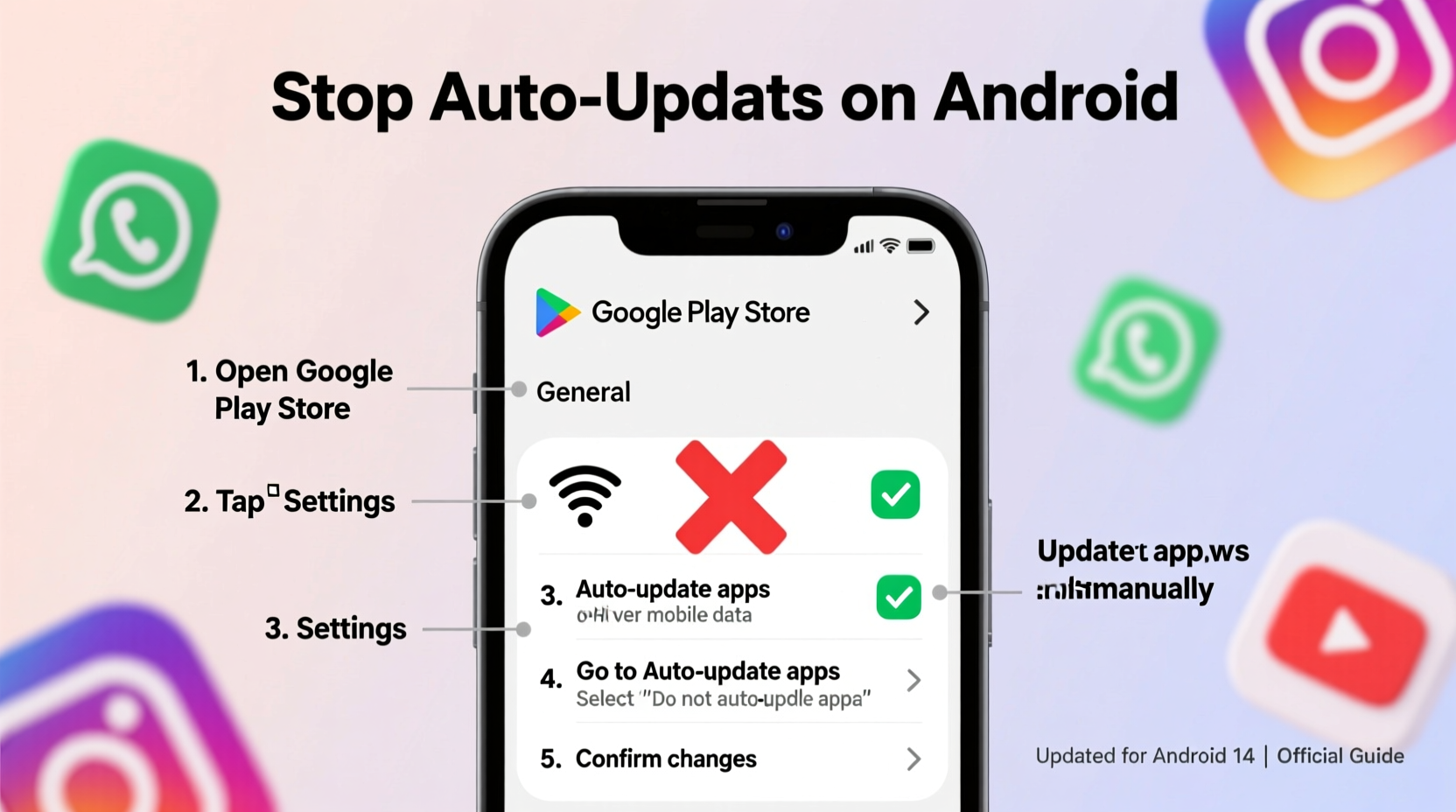 how to stop automatic app updates on android without disabling connectivity