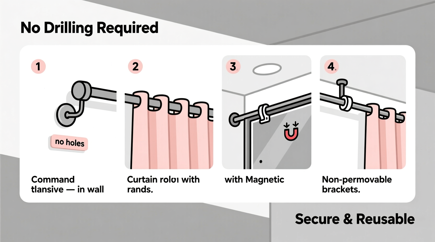 how to hang curtains without making holes in the wall