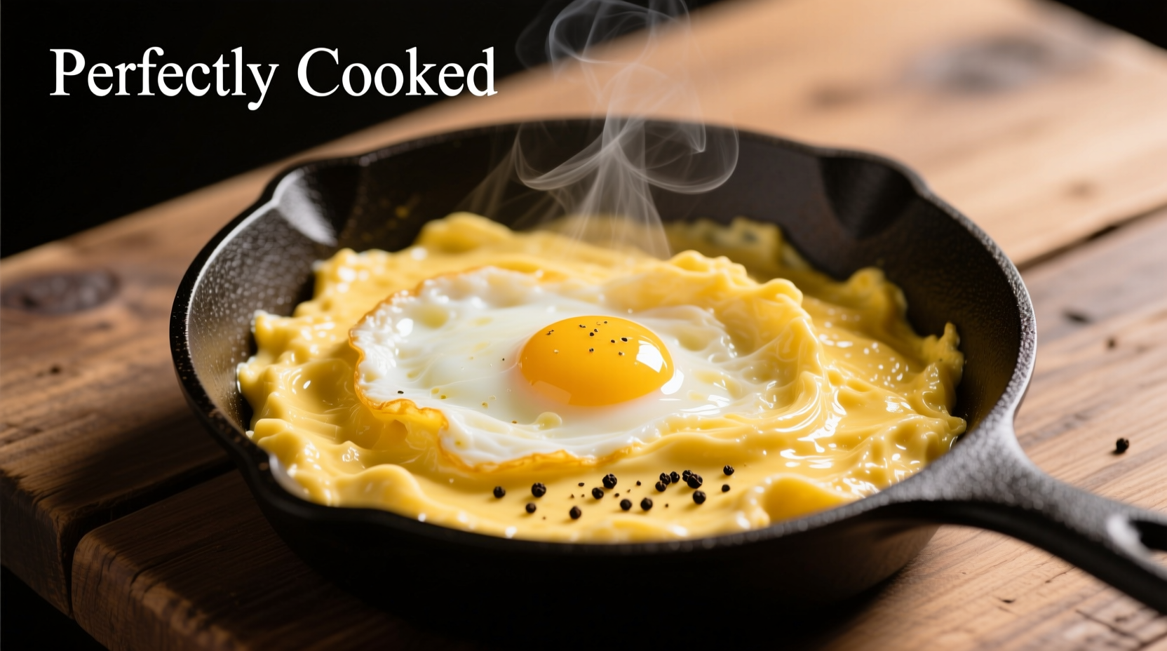 Perfectly cooked creamy scrambled eggs in skillet