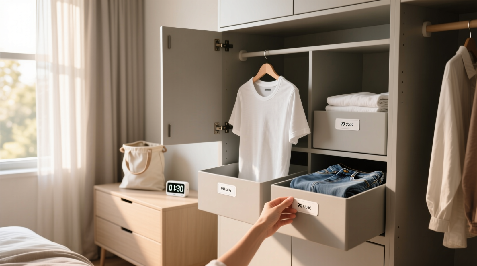 closet organization tips hanging vs fabric bins