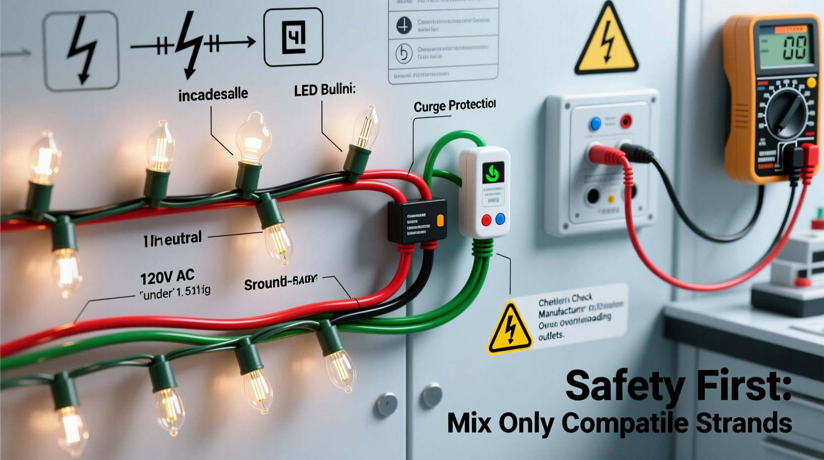 can you mix different types of christmas light strands together safely