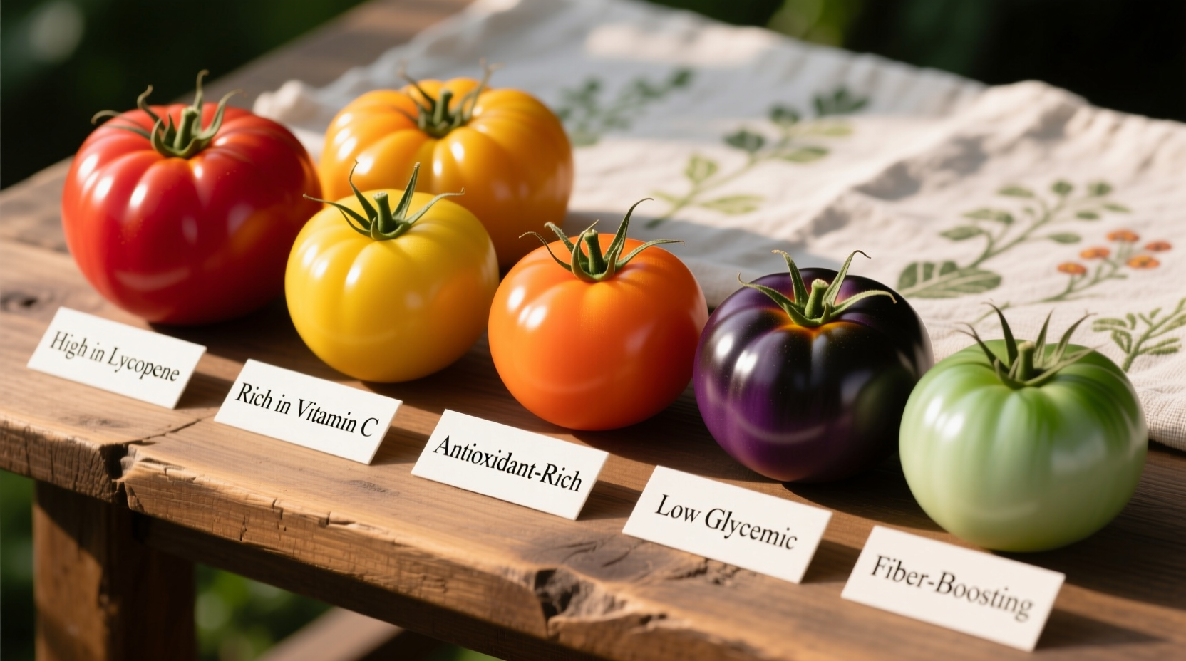 Colorful tomato varieties showing nutritional differences