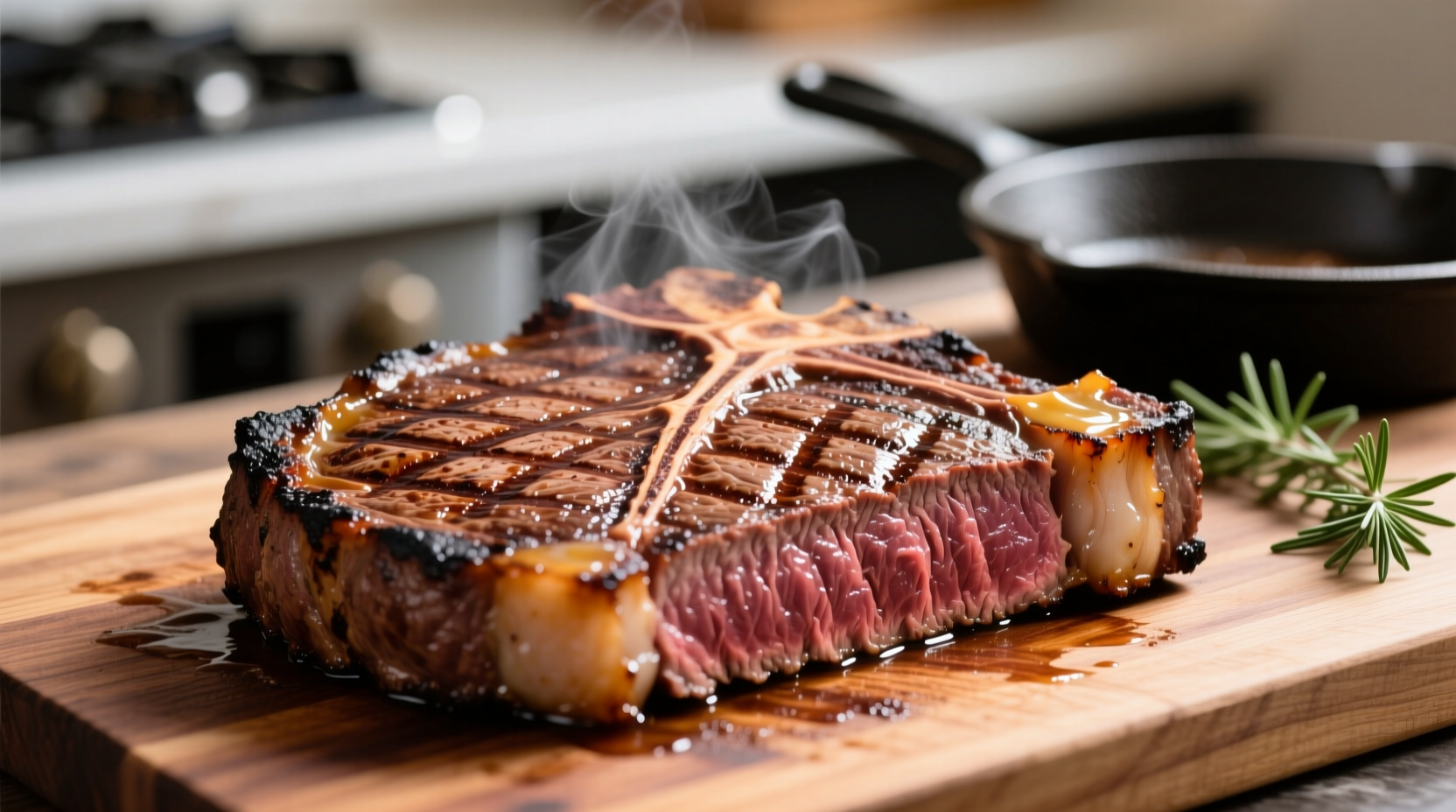 Perfectly seared ribeye steak with grill marks