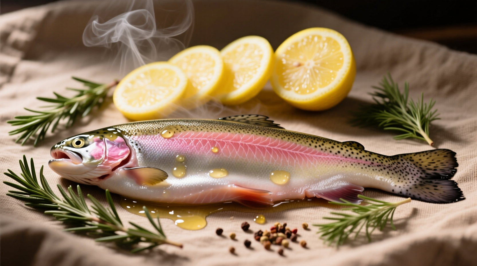 Steelhead trout fillet with lemon and herbs