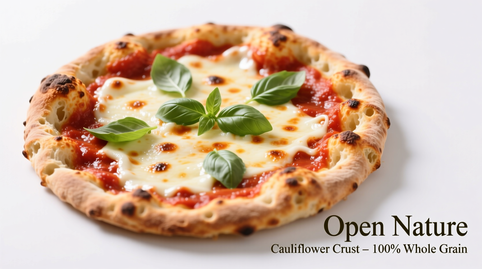 Open Nature cauliflower pizza crust with tomato sauce and cheese