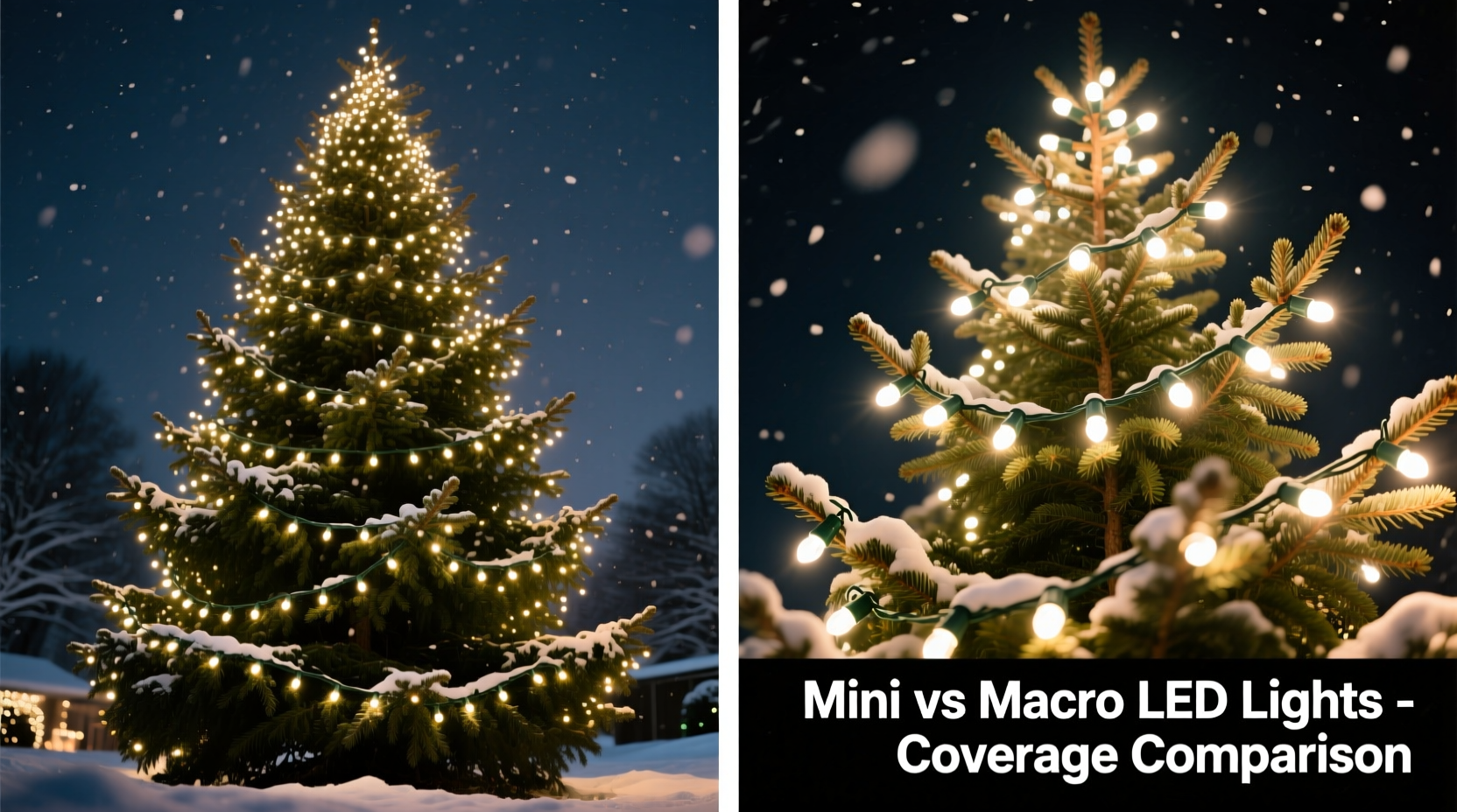mini vs macro led christmas lights which gives better coverage for large trees