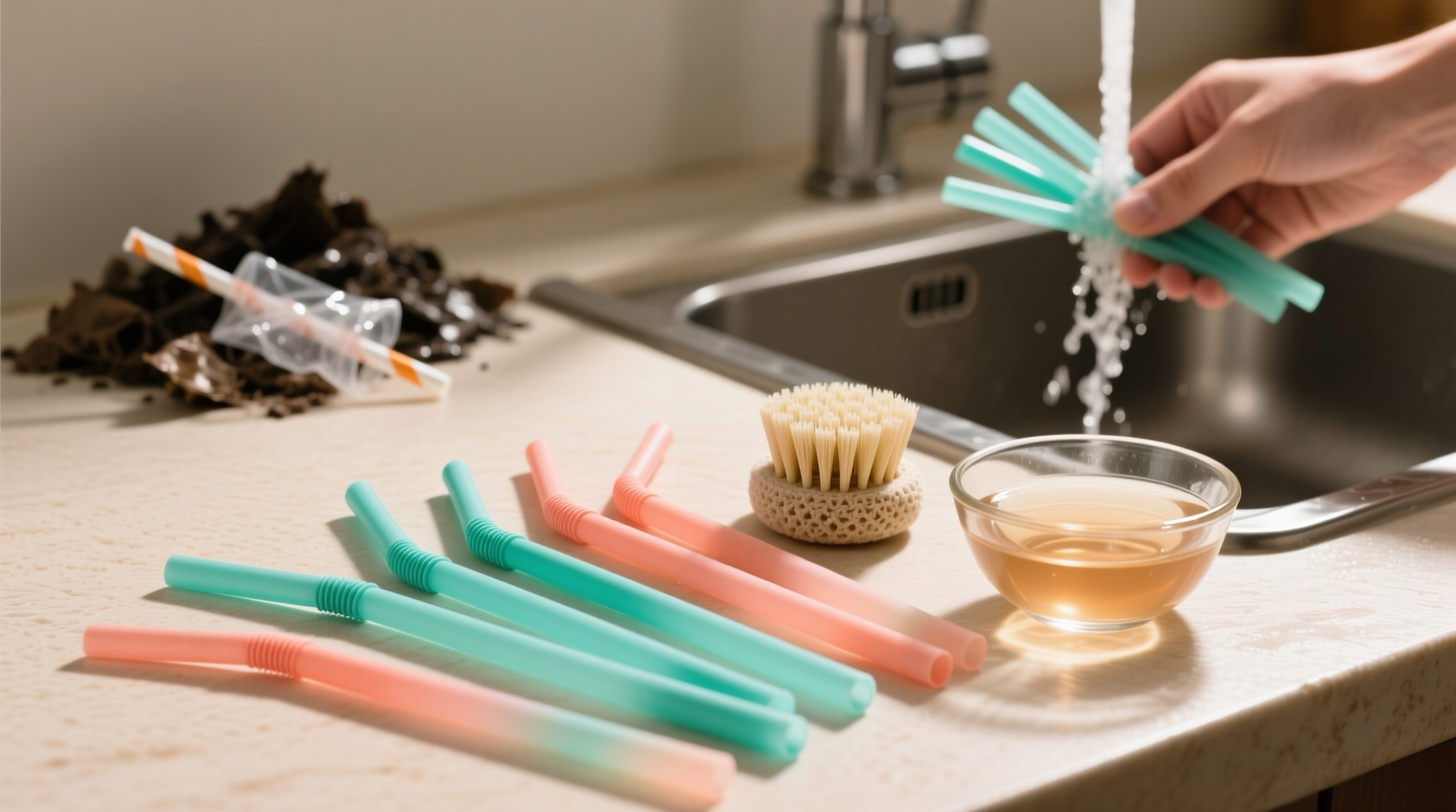 eco friendly silicone straw sanitizing