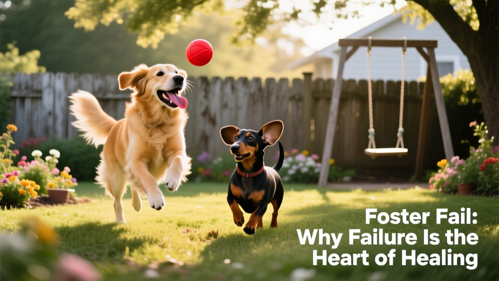 Two dogs playing side-by-side in a grassy backyard, illustrating companionship and joy
