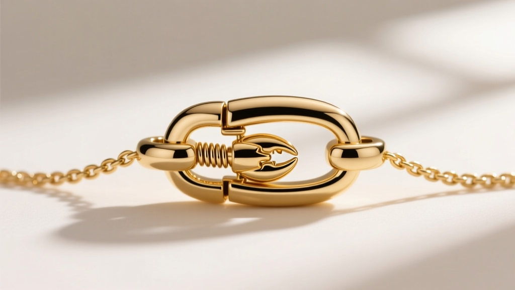 Detailed view of a high-quality 14k gold lobster clasp attached to a 1.5mm cable chain, highlighting the secure spring mechanism.