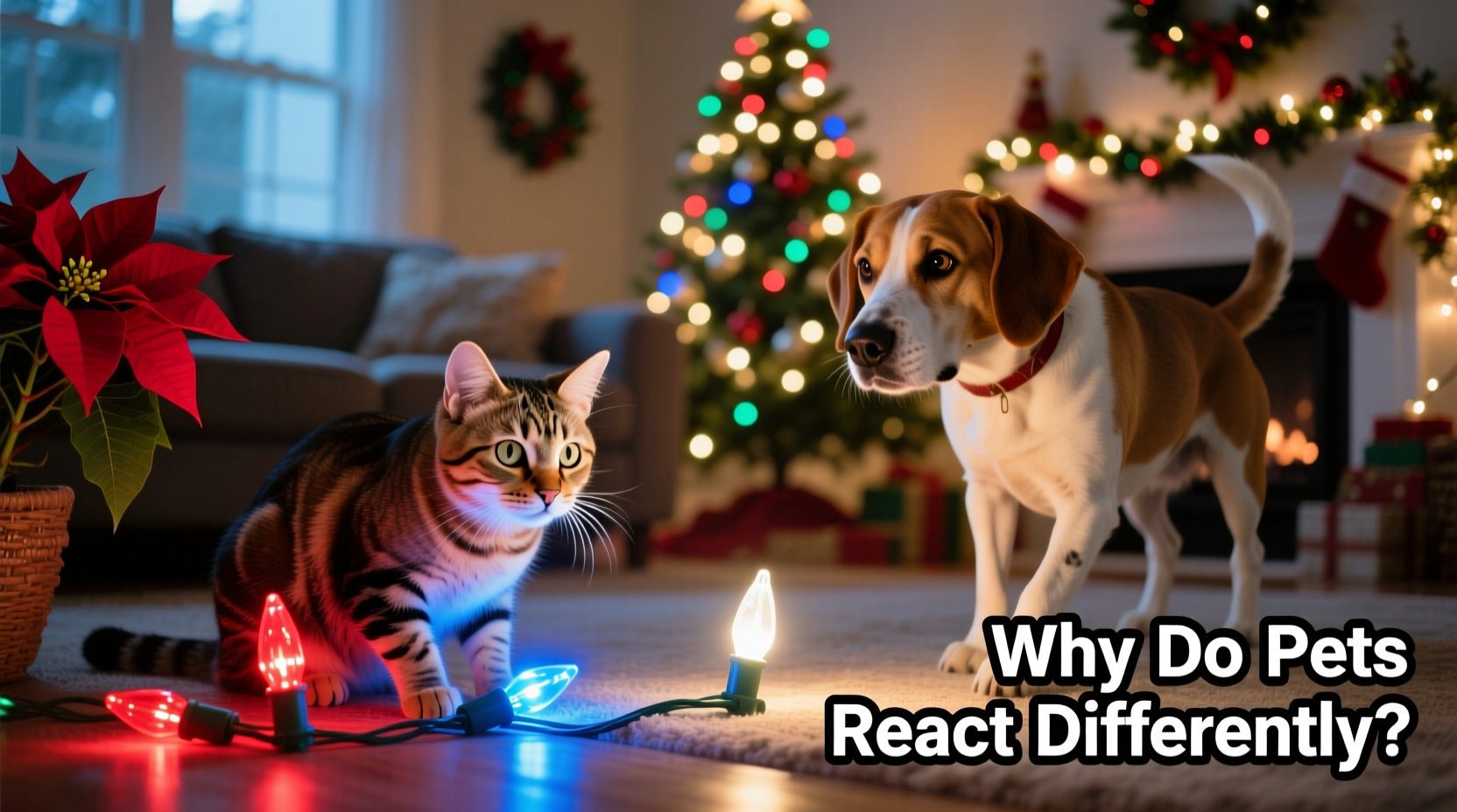 why do pets react differently to flashing vs steady christmas lights