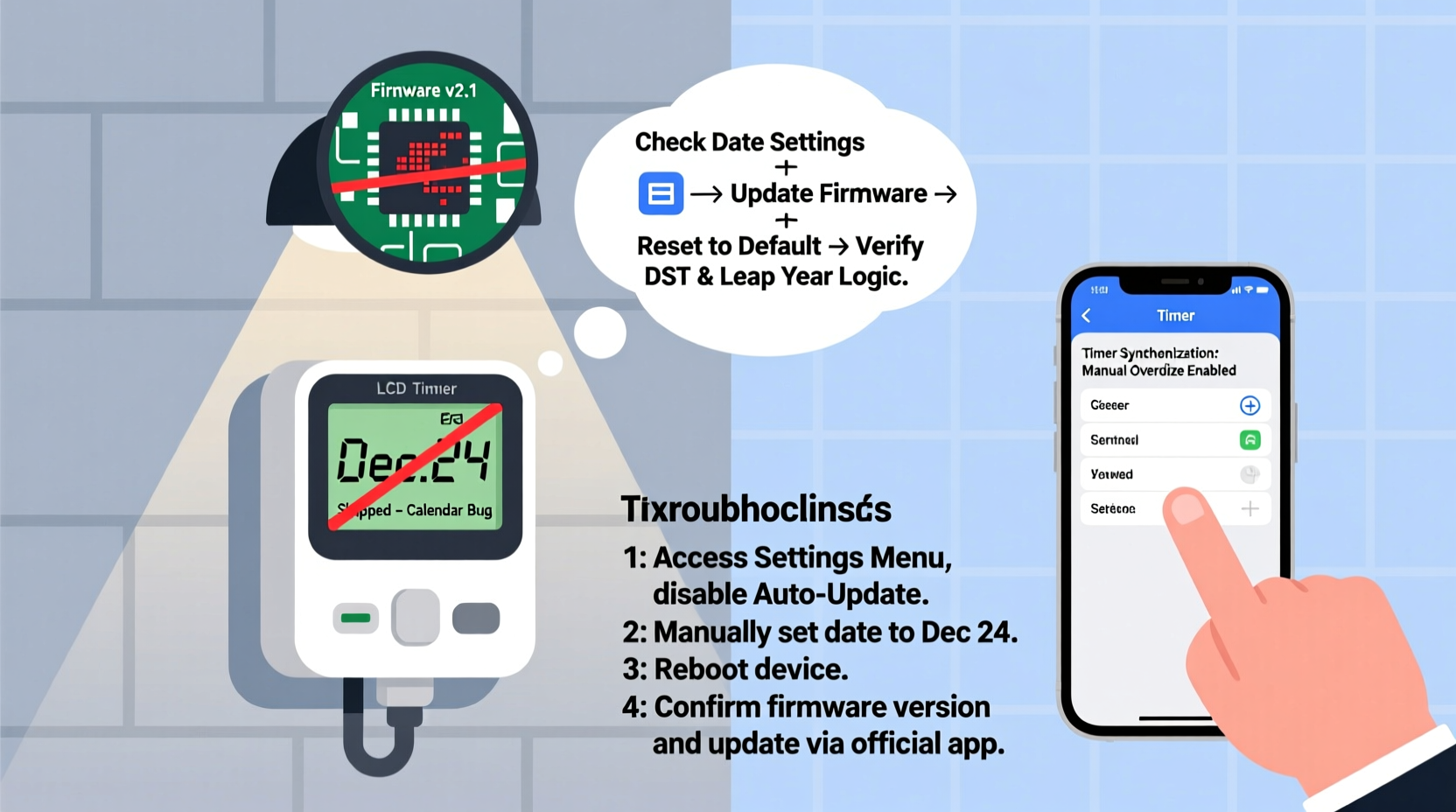 why does my outdoor light timer skip december 24th every year and how to correct the calendar bug