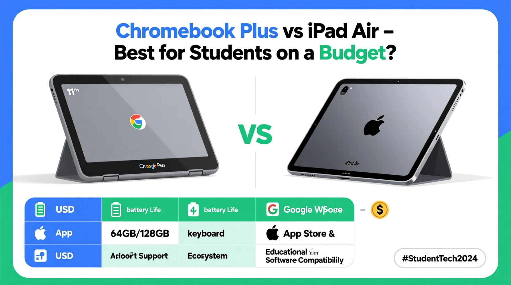 chromebook plus vs ipad air which is better for students on a budget