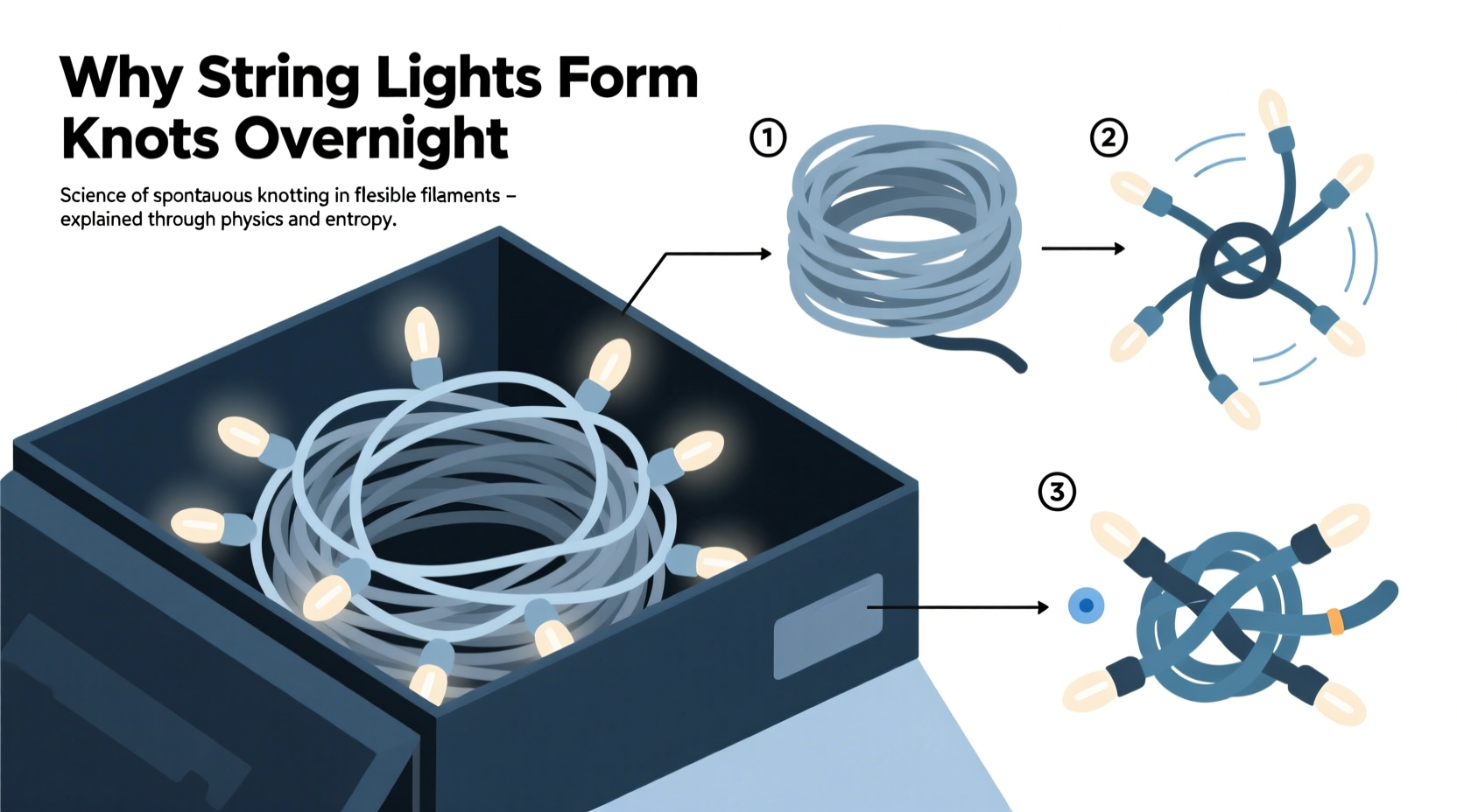 why do string lights form knots overnight storage science explained
