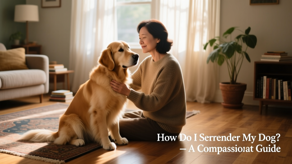 A calm, well-cared-for dog sitting beside its owner on a living room floor