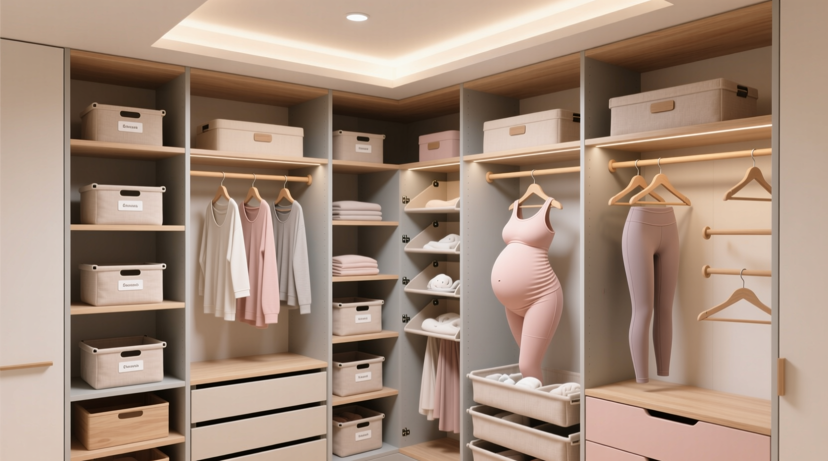 closet organization for postpartum body changes