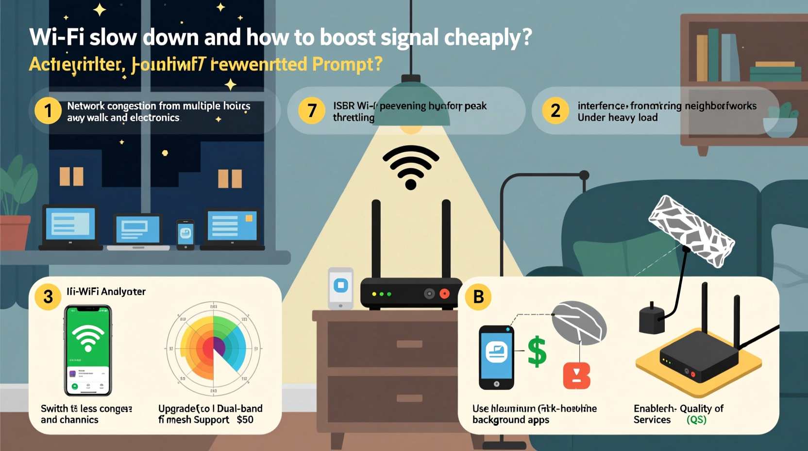 why does my wifi slow down at night and how to boost signal cheaply
