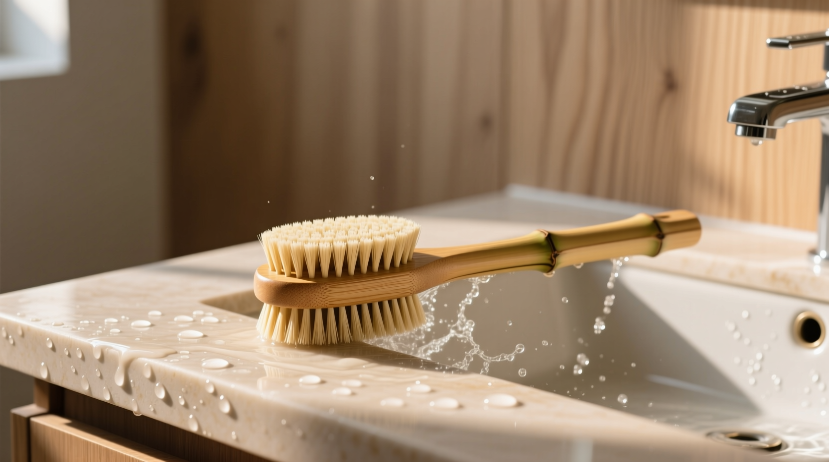 bamboo scrub brush vs loofah mold resistant cleaning