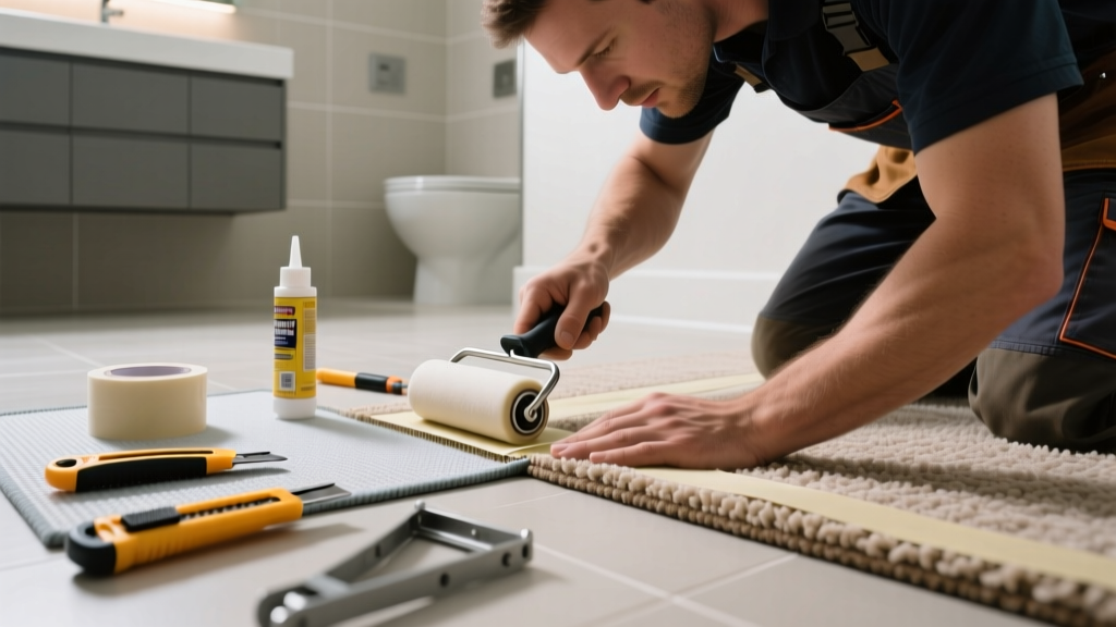 Fixing Carpet Seam Showing in Bathroom
