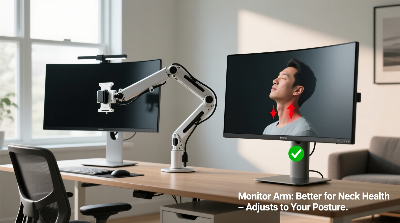 monitor arm vs monitor stand which setup is actually better for neck pain