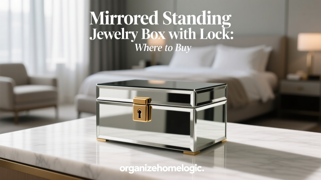 Mirrored Standing Jewelry Box with Lock: Where to Buy