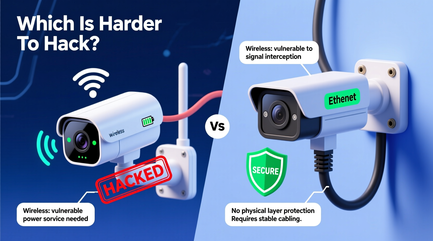 wireless security cameras vs wired which is harder to hack