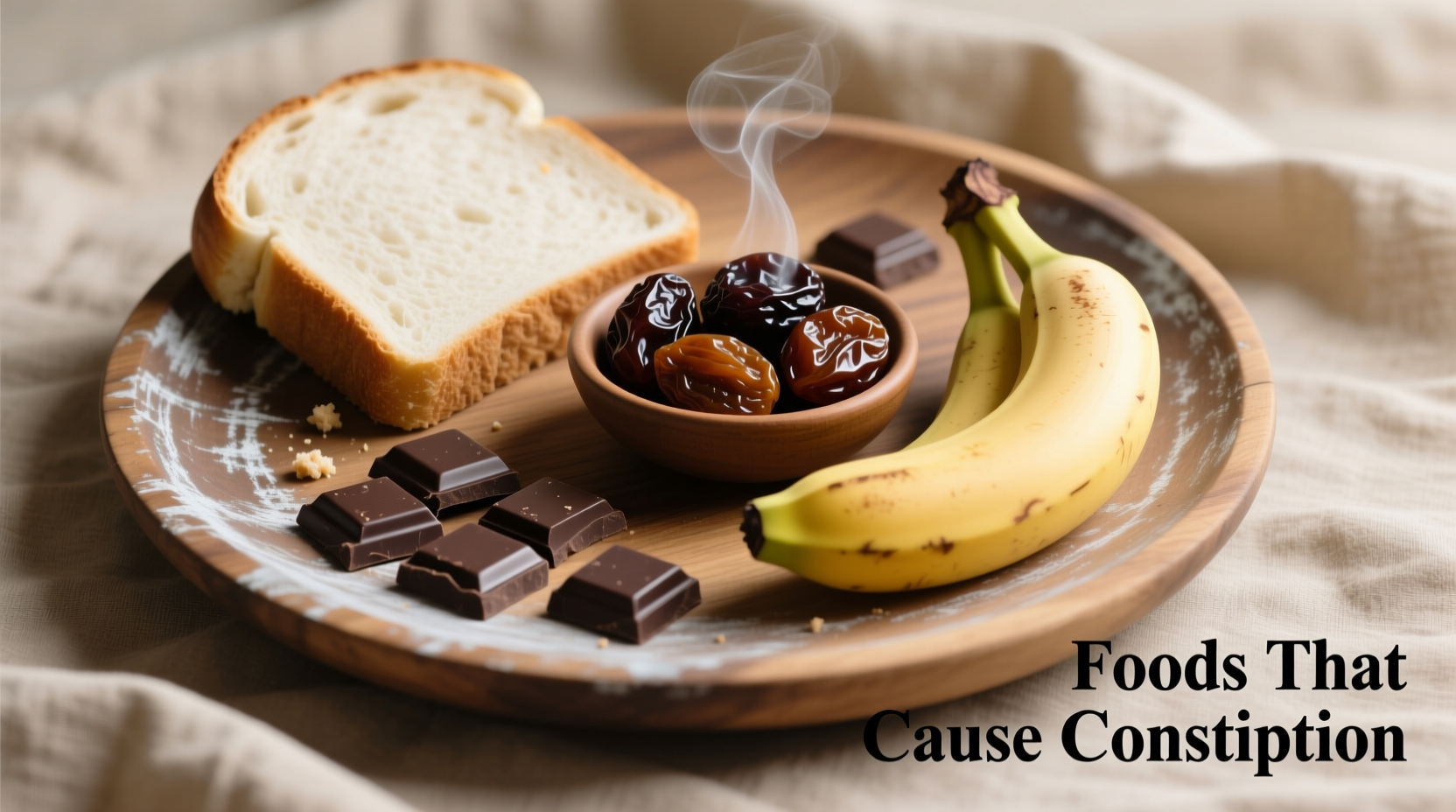 Constipation-causing foods on a plate