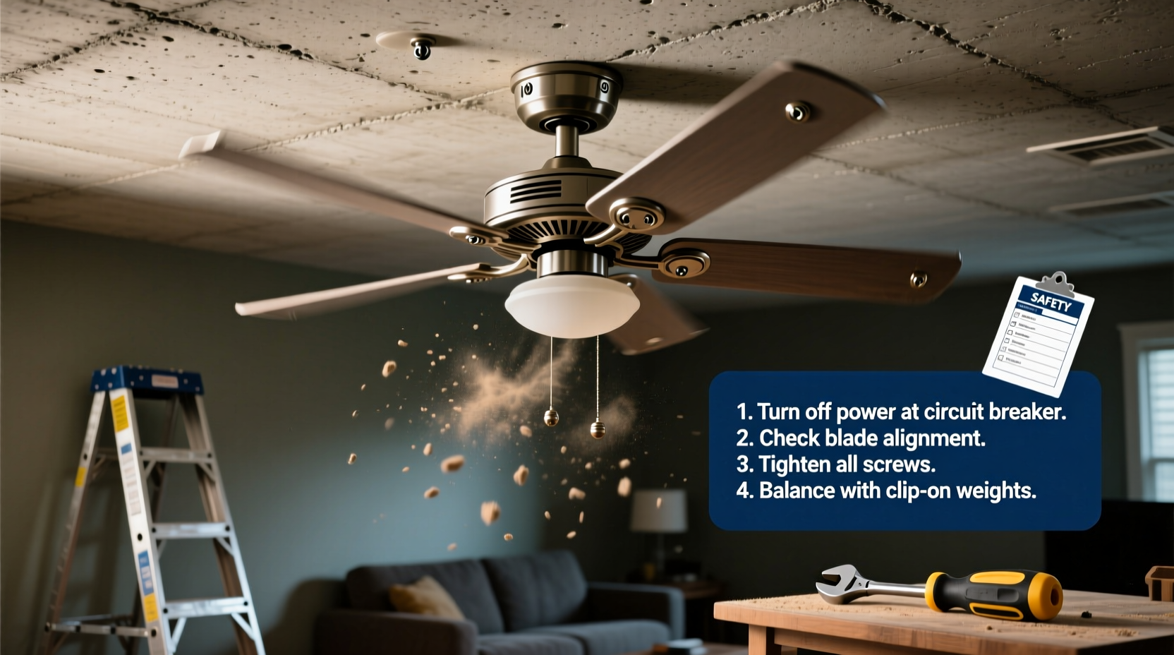 why is my ceiling fan wobbling and how to stabilize it safely