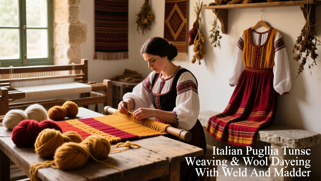 Italian Puglia Tunic Weaving And Wool Dyeing With Weld And Madder