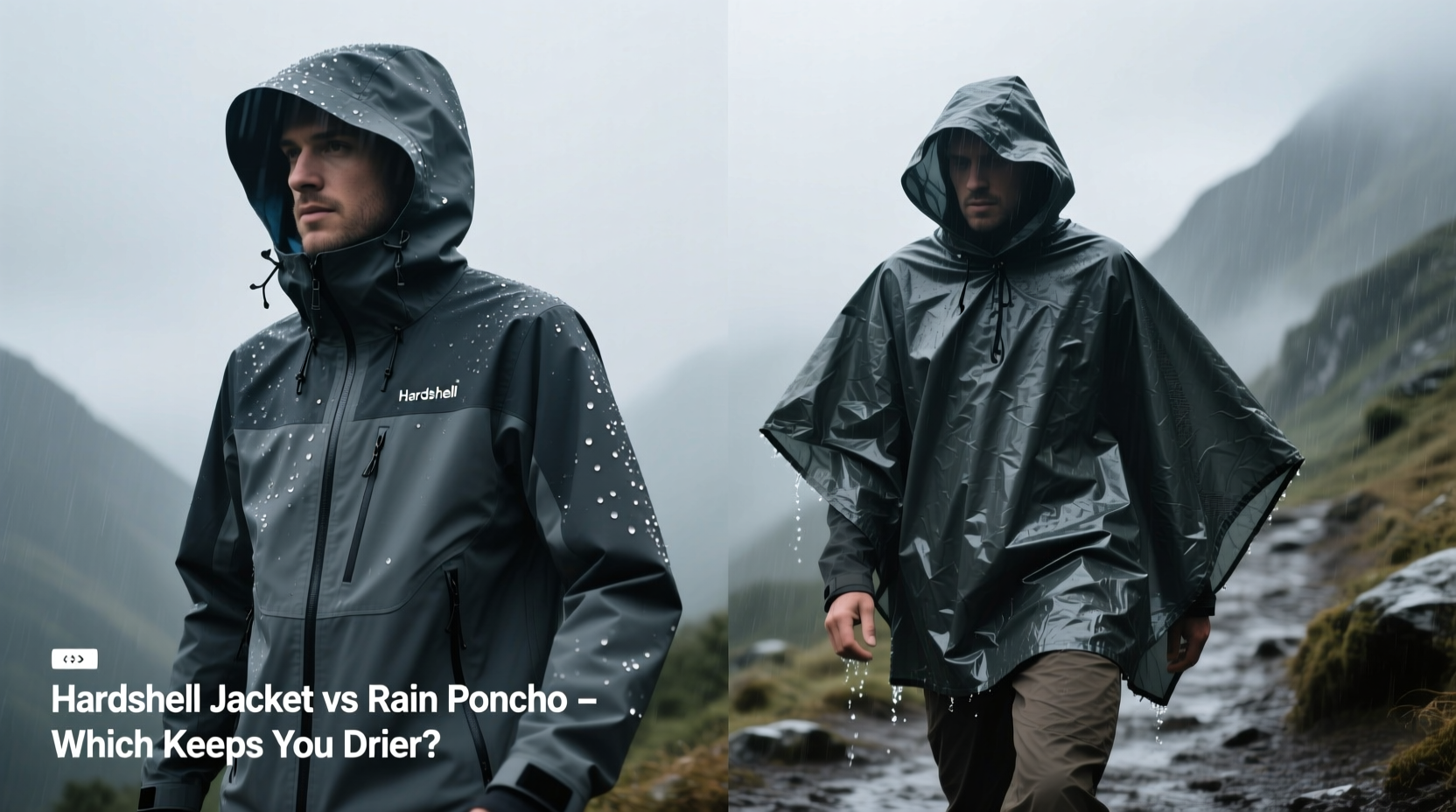 hardshell jacket vs rain poncho which keeps you drier while hiking