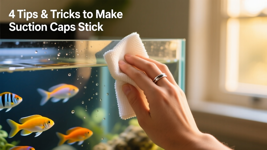 Hand cleaning aquarium glass with a microfiber cloth and vinegar solution