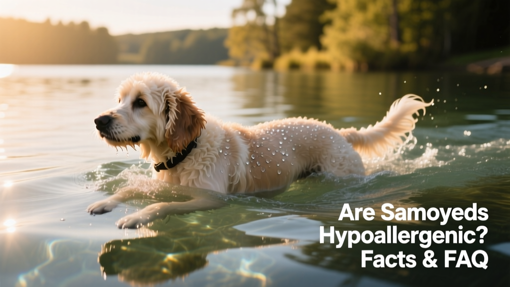 A Portuguese Water Dog swimming confidently in clear water, showcasing its sleek, single-layer coat