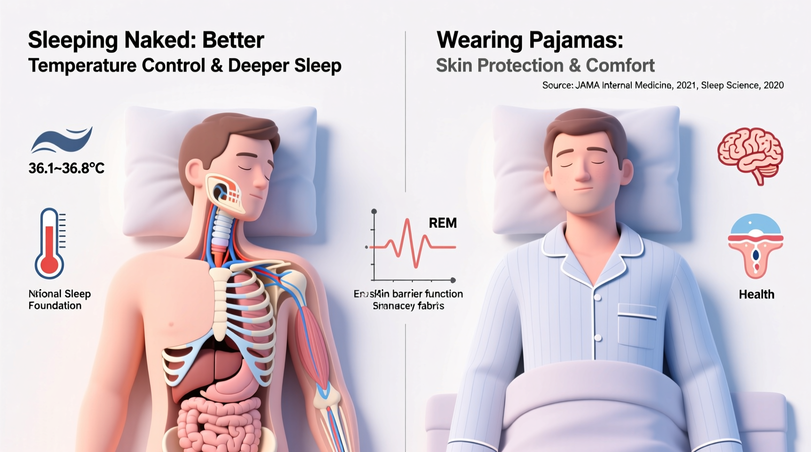 is sleeping naked healthier than wearing pajamas benefits backed by science