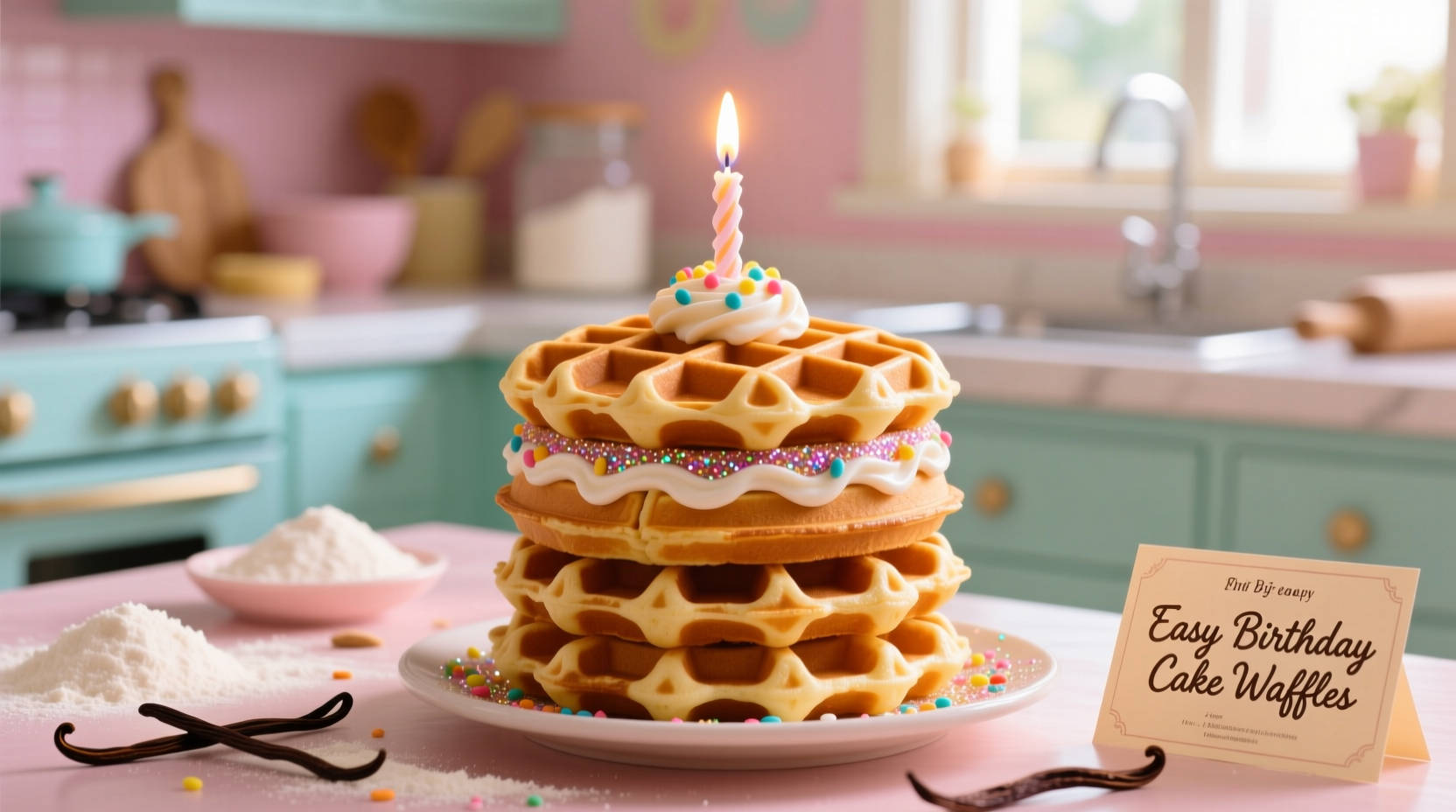 these birthday cake waffles are almost too easy